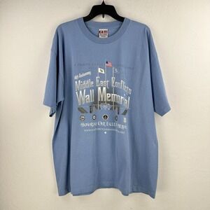 Vtg 10th Anniversary Middle East Conflicts‎ Memoral Tshirt Mens 2XL Blue Veteran
